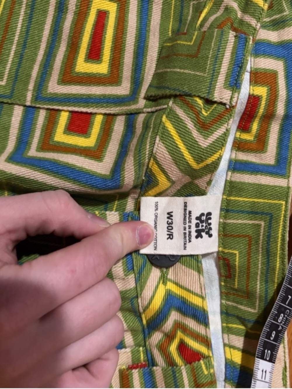 Lucy & Yak Geometric Green Square Print Pants - Picture 4 of 7